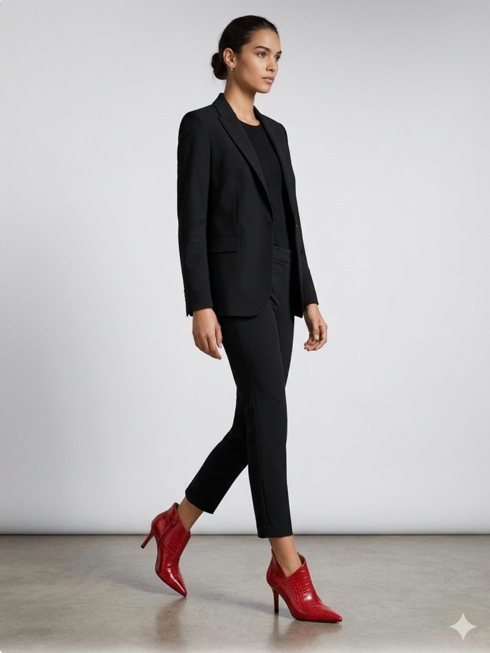 Zara Trafaluc Red Croc Embossed Ankle Boot - Size 37 Euro